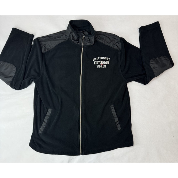 Walt Disney World 1971 Fleece Jacket Embroidered Black Elbow Patches Large - Picture 1 of 8